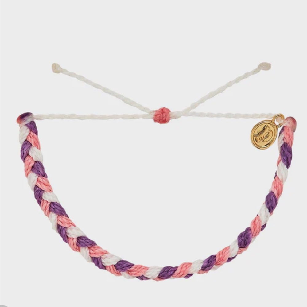Brand New UNISEX Braided Bracelet. Pretty colors purple, white, and pink.